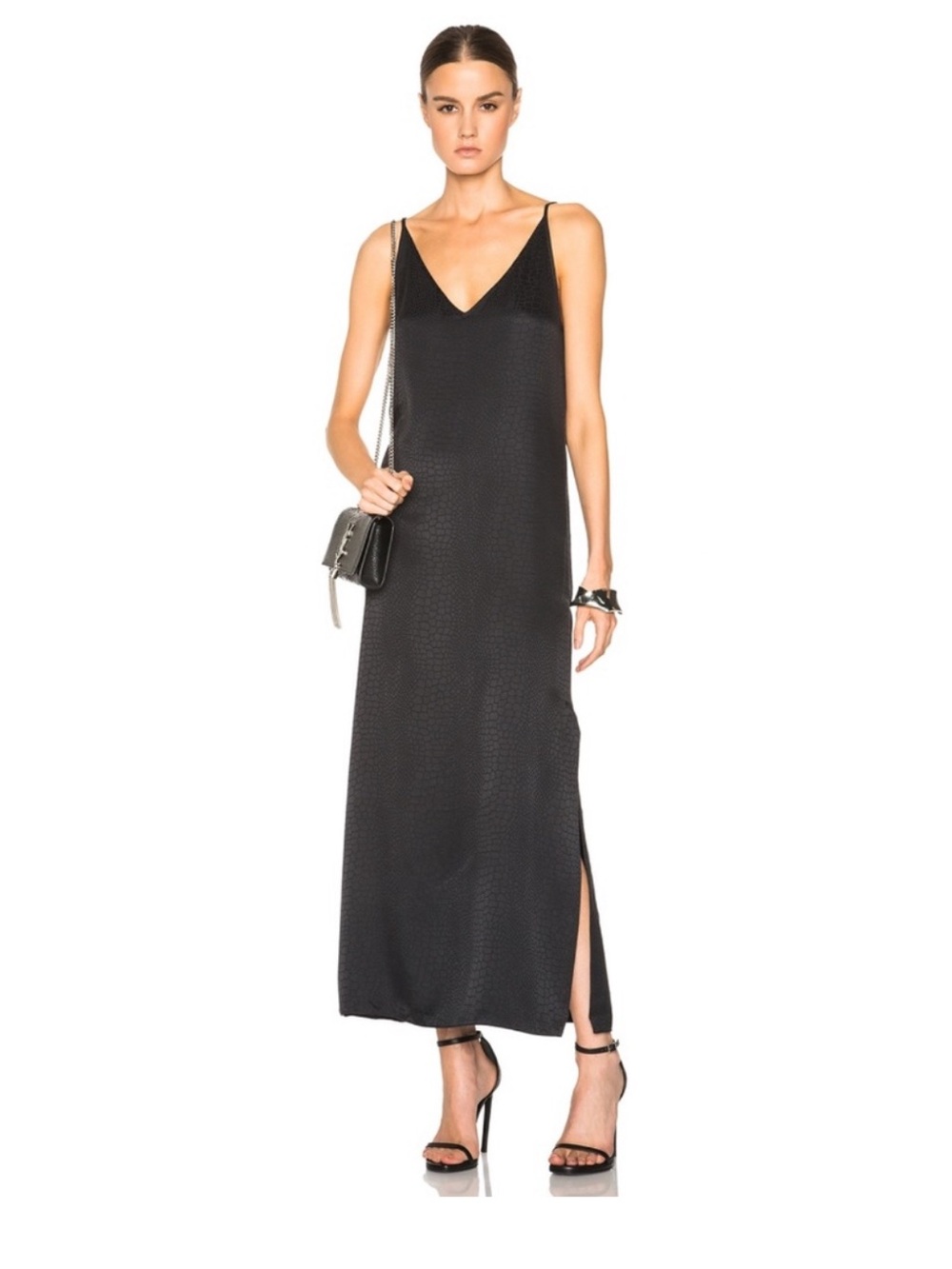 Equipment Navy Satin Raquel Maxi Slip Dress, Size Small